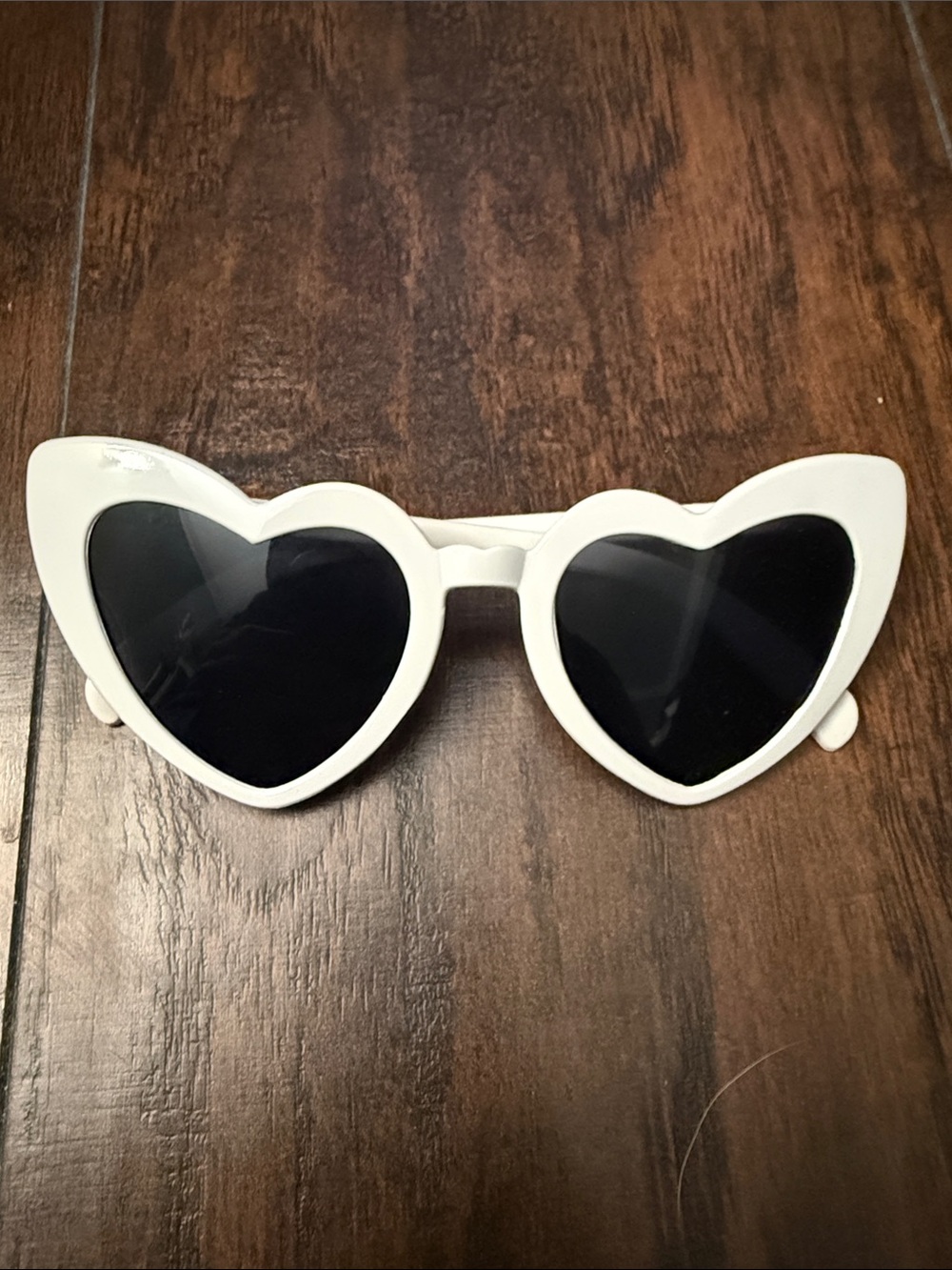 White Heart-Shaped Sunglasses with Black Lenses